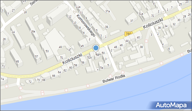 Kraków, Kościuszki Tadeusza, gen., 52a, mapa Krakowa
