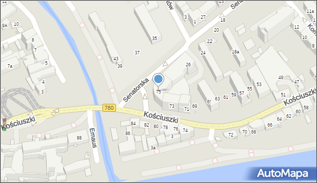 Kraków, Kościuszki Tadeusza, gen., 75, mapa Krakowa