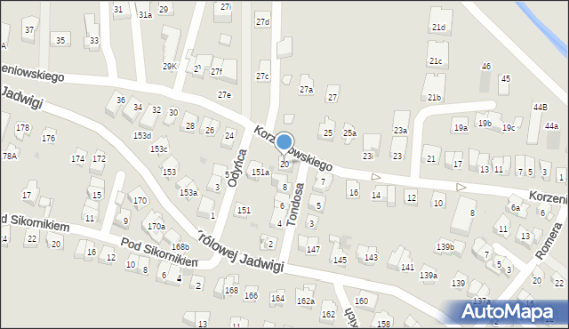 Kraków, Korzeniowskiego Józefa, 20, mapa Krakowa