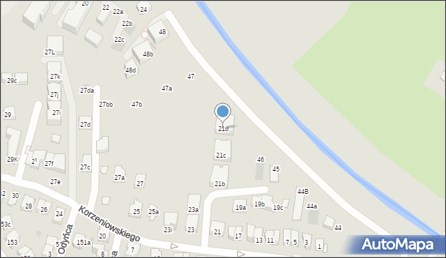Kraków, Korzeniowskiego Józefa, 21d, mapa Krakowa
