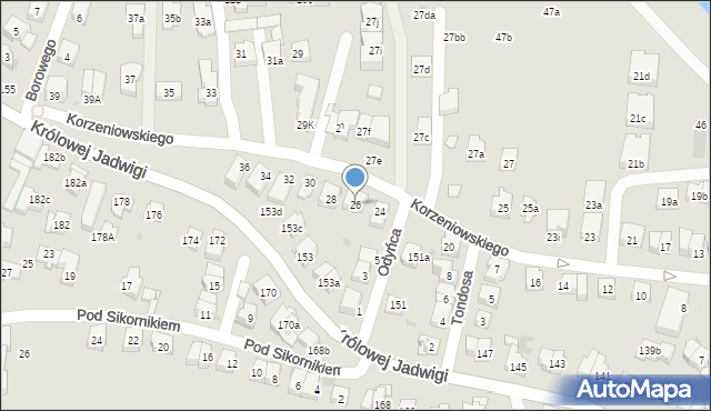 Kraków, Korzeniowskiego Józefa, 26, mapa Krakowa