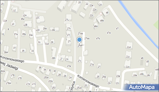 Kraków, Korzeniowskiego Józefa, 27d, mapa Krakowa