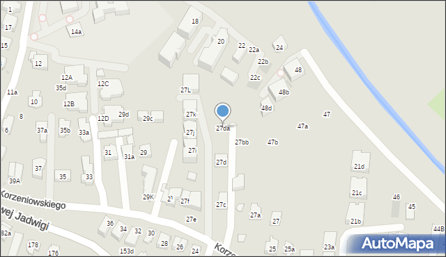 Kraków, Korzeniowskiego Józefa, 27da, mapa Krakowa