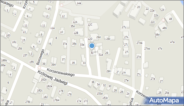 Kraków, Korzeniowskiego Józefa, 31, mapa Krakowa