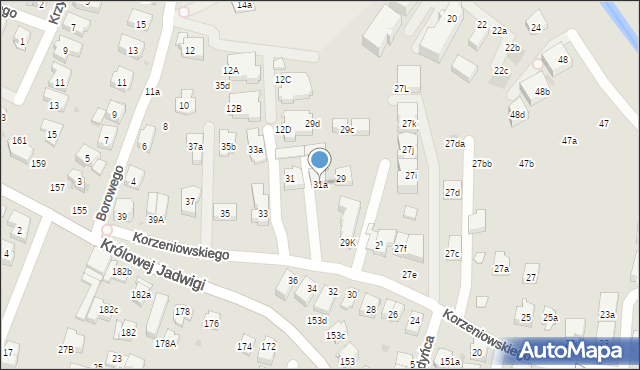 Kraków, Korzeniowskiego Józefa, 31a, mapa Krakowa