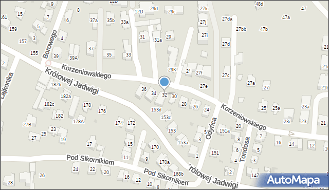 Kraków, Korzeniowskiego Józefa, 32, mapa Krakowa