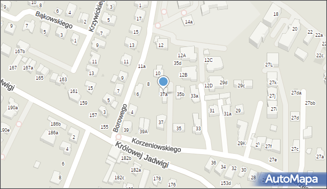 Kraków, Korzeniowskiego Józefa, 37a, mapa Krakowa