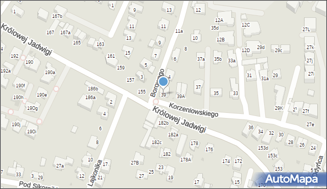 Kraków, Korzeniowskiego Józefa, 39, mapa Krakowa