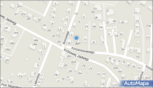 Kraków, Korzeniowskiego Józefa, 39A, mapa Krakowa