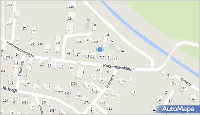 Kraków, Korzeniowskiego Józefa, 7, mapa Krakowa