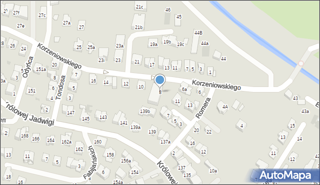 Kraków, Korzeniowskiego Józefa, 8, mapa Krakowa