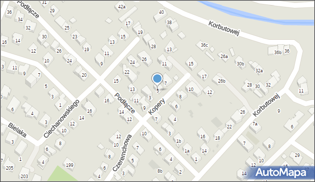 Kraków, Kopery Feliksa, 5, mapa Krakowa