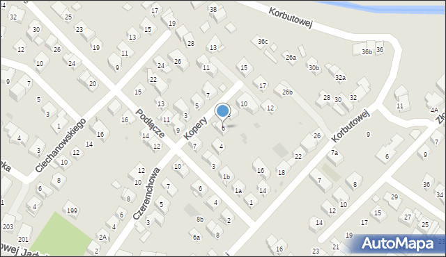 Kraków, Kopery Feliksa, 6, mapa Krakowa