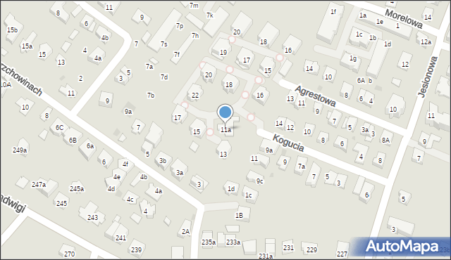 Kraków, Kogucia, 11a, mapa Krakowa