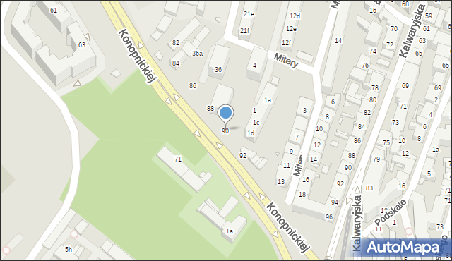 Kraków, Konopnickiej Marii, 90, mapa Krakowa