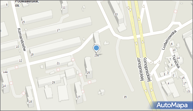 Kraków, Komandosów, 23b, mapa Krakowa