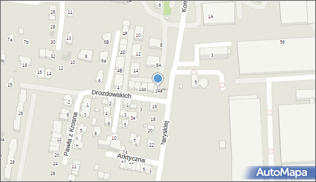 Kraków, Komuny Paryskiej, 14a, mapa Krakowa