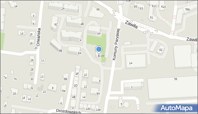 Kraków, Komuny Paryskiej, 6, mapa Krakowa