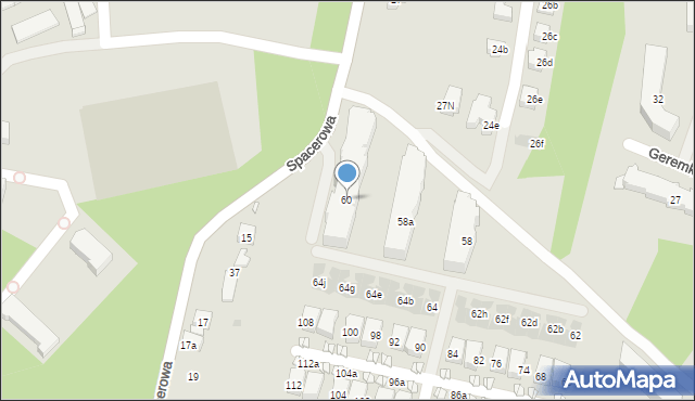 Kraków, Komuny Paryskiej, 60, mapa Krakowa