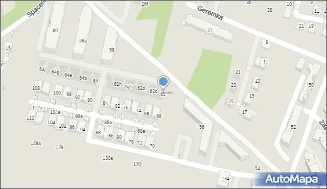 Kraków, Komuny Paryskiej, 62, mapa Krakowa