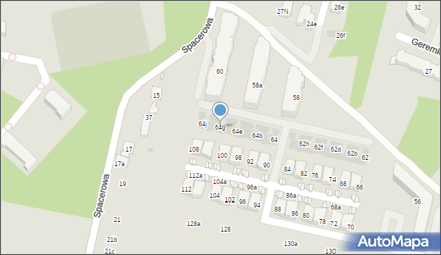 Kraków, Komuny Paryskiej, 64g, mapa Krakowa