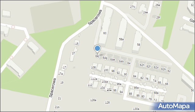 Kraków, Komuny Paryskiej, 64j, mapa Krakowa