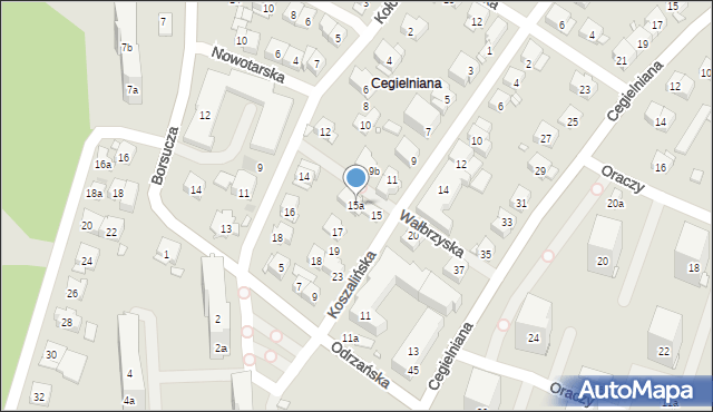 Kraków, Koszalińska, 15a, mapa Krakowa