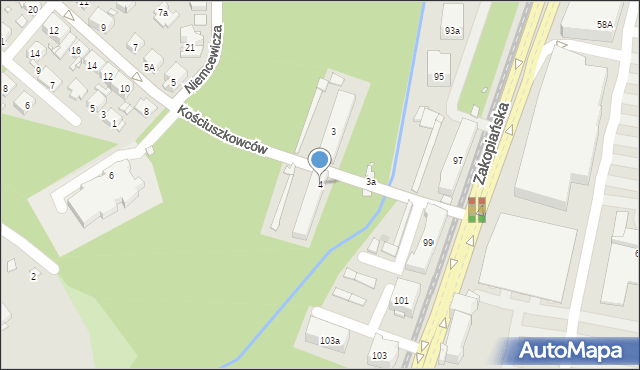 Kraków, Kościuszkowców, 4, mapa Krakowa