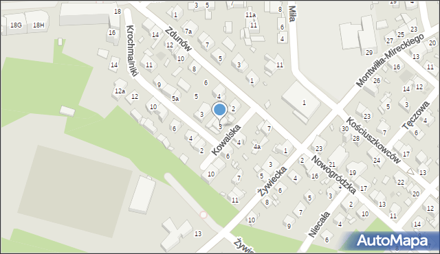Kraków, Kowalska, 3, mapa Krakowa