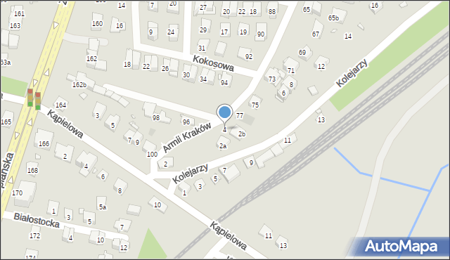 Kraków, Kolejarzy, 4, mapa Krakowa