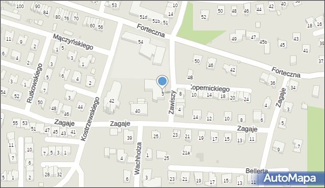 Kraków, Kopernickiego Izydora, 3, mapa Krakowa