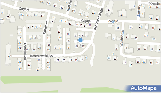 Kraków, Kostrzewskiego Józefa, 30, mapa Krakowa