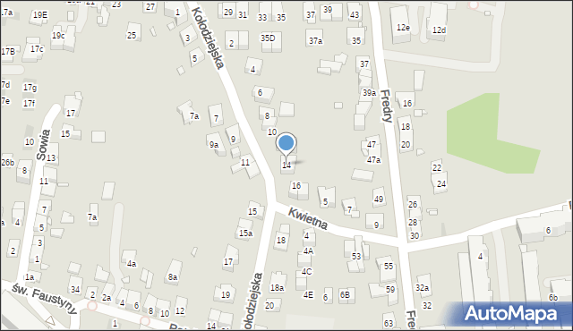 Kraków, Kołodziejska, 14, mapa Krakowa