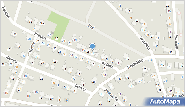 Kraków, Kotsisa Aleksandra, 11, mapa Krakowa