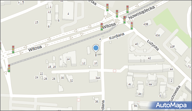 Kraków, Kordiana, 8, mapa Krakowa