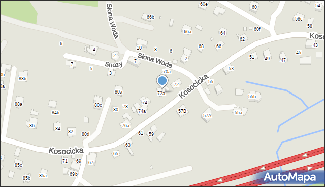 Kraków, Kosocicka, 72a, mapa Krakowa