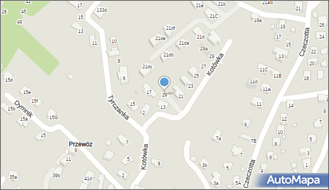 Kraków, Kotówka, 19, mapa Krakowa