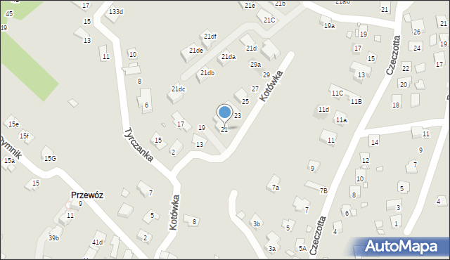 Kraków, Kotówka, 21, mapa Krakowa