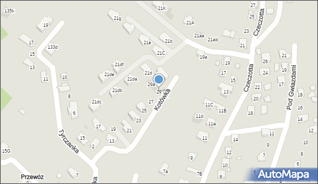 Kraków, Kotówka, 29, mapa Krakowa