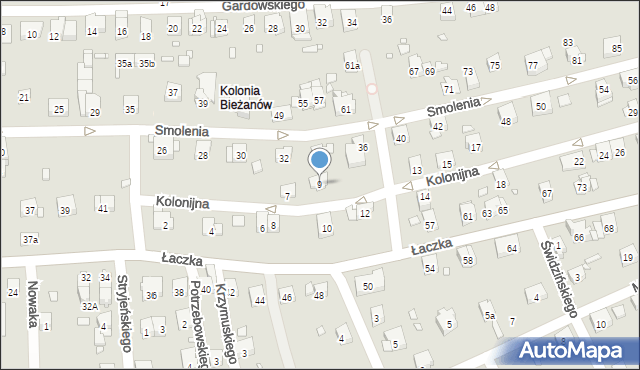Kraków, Kolonijna, 9, mapa Krakowa