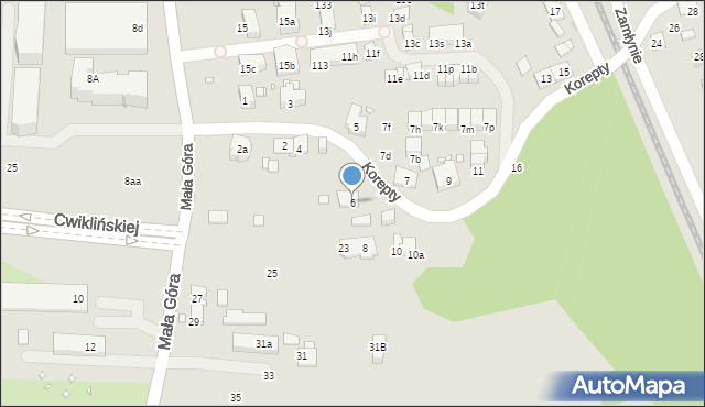 Kraków, Korepty Jana, 6, mapa Krakowa