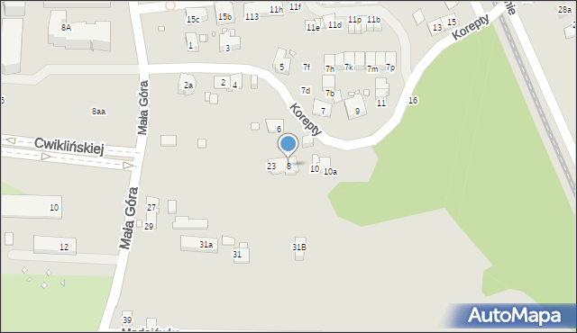 Kraków, Korepty Jana, 8, mapa Krakowa