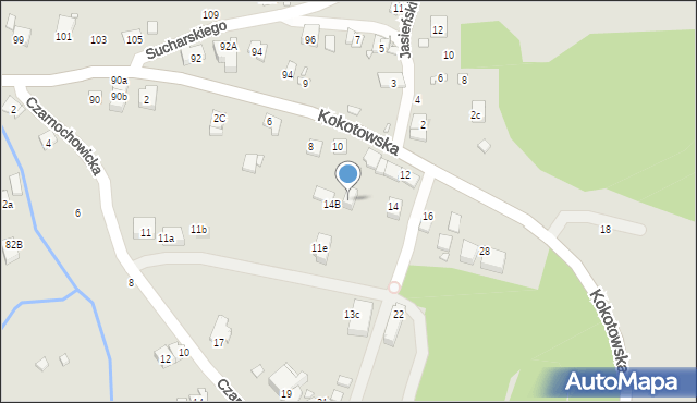 Kraków, Kokotowska, 14a, mapa Krakowa