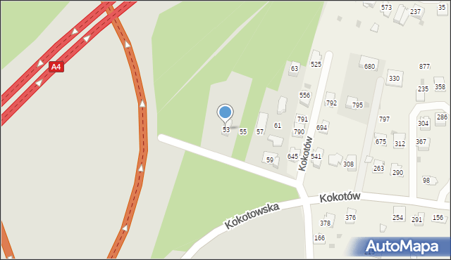 Kraków, Kokotowska, 53, mapa Krakowa