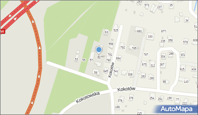 Kraków, Kokotowska, 61, mapa Krakowa