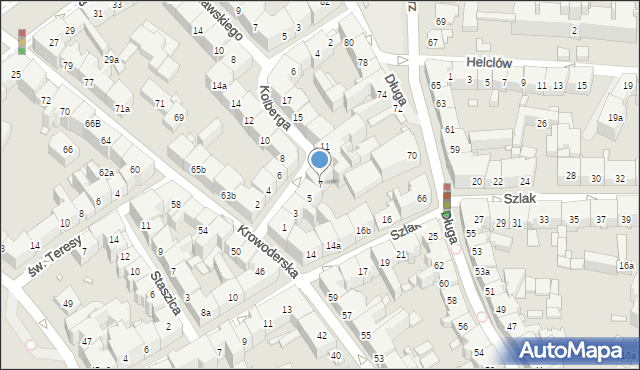 Kraków, Kolberga Oskara, 7, mapa Krakowa