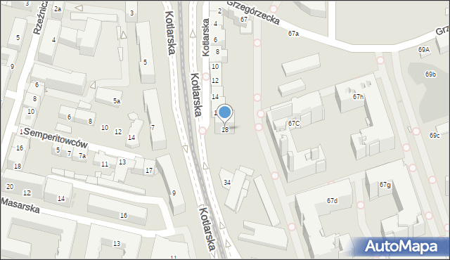Kraków, Kotlarska, 18, mapa Krakowa