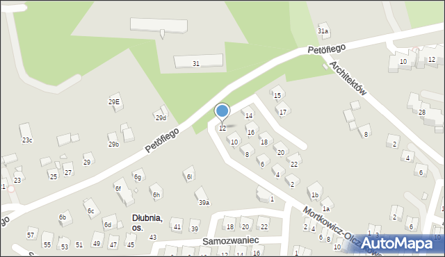 Kraków, Kownackiej Marii, 12, mapa Krakowa