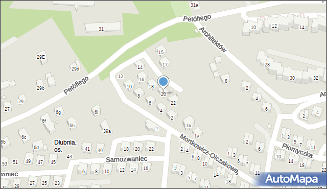 Kraków, Kownackiej Marii, 20, mapa Krakowa