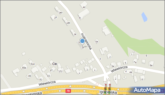 Kraków, Kościelnicka, 1d, mapa Krakowa